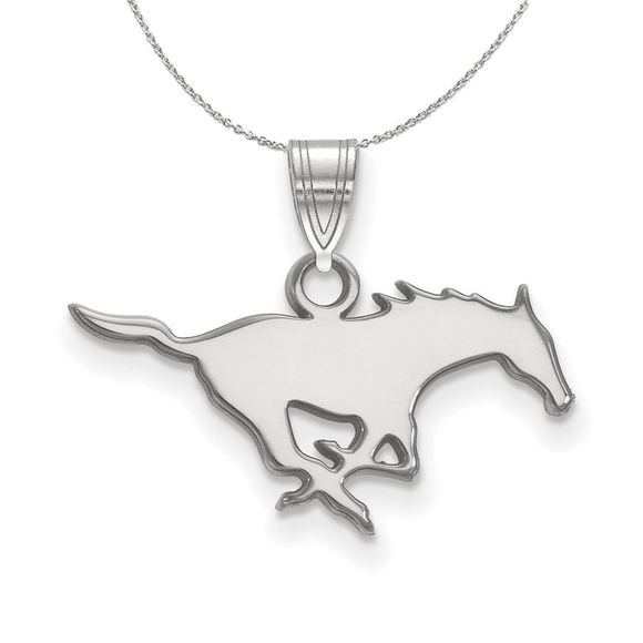 Sterling Silver Southern Methodist U. Small Necklace - 18 Inch